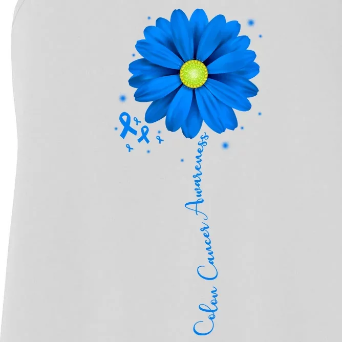 Colon Cancer Awareness Ribbon Daisy Women's Racerback Tank