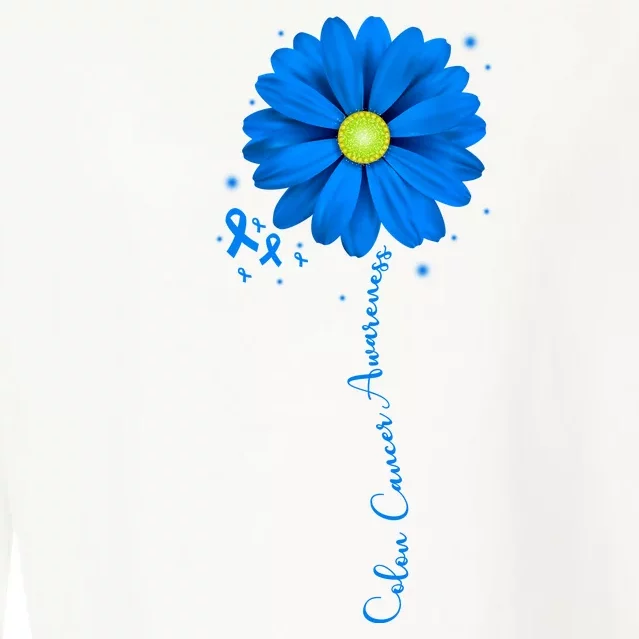 Colon Cancer Awareness Ribbon Daisy Cropped Pullover Crew