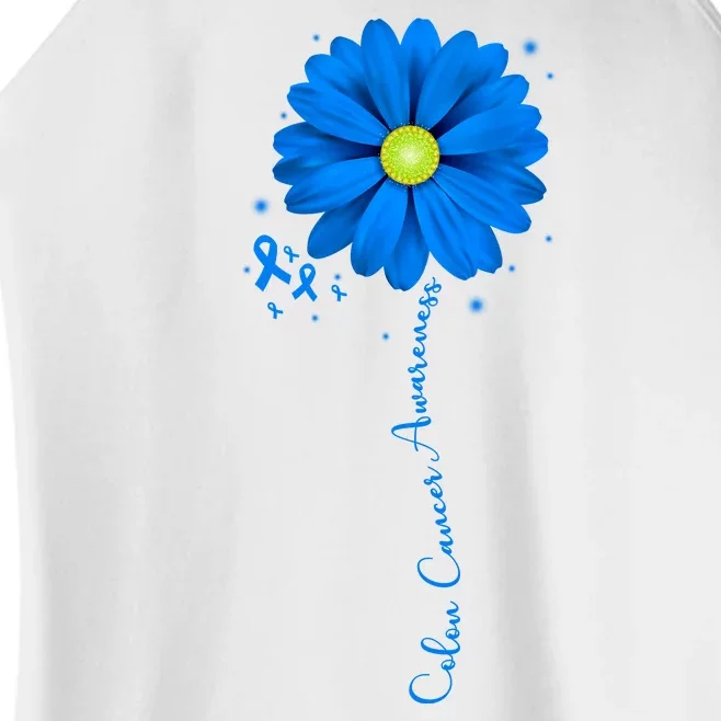 Colon Cancer Awareness Ribbon Daisy Women’s Perfect Tri Rocker Tank