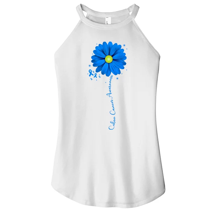 Colon Cancer Awareness Ribbon Daisy Women’s Perfect Tri Rocker Tank