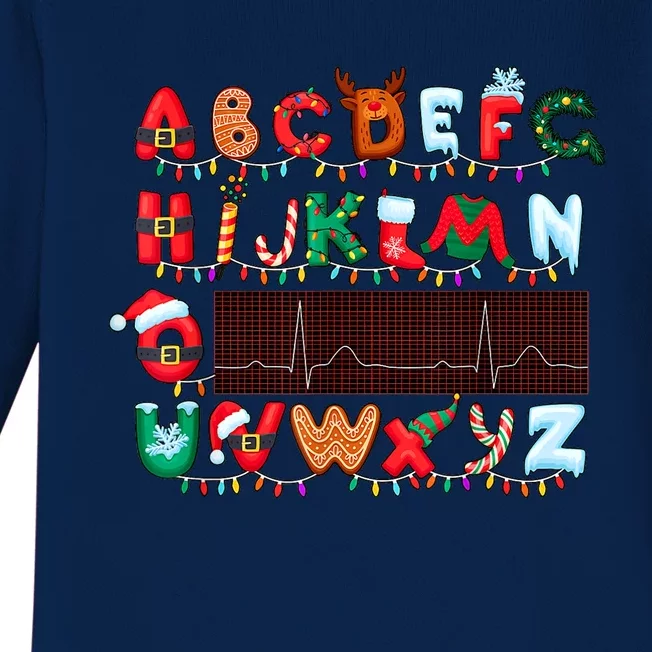 Christmas Cardiology Alphabet Holiday Hospital Crew Baby Long Sleeve Bodysuit