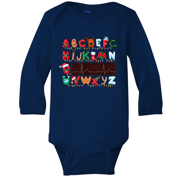 Christmas Cardiology Alphabet Holiday Hospital Crew Baby Long Sleeve Bodysuit