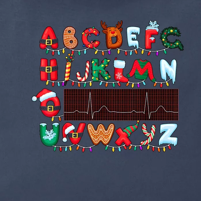 Christmas Cardiology Alphabet Holiday Hospital Crew Zip Tote Bag