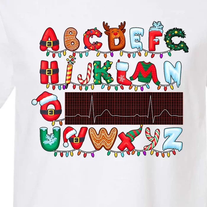 Christmas Cardiology Alphabet Holiday Hospital Crew Garment-Dyed Heavyweight T-Shirt