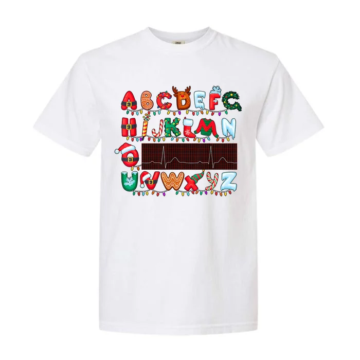 Christmas Cardiology Alphabet Holiday Hospital Crew Garment-Dyed Heavyweight T-Shirt