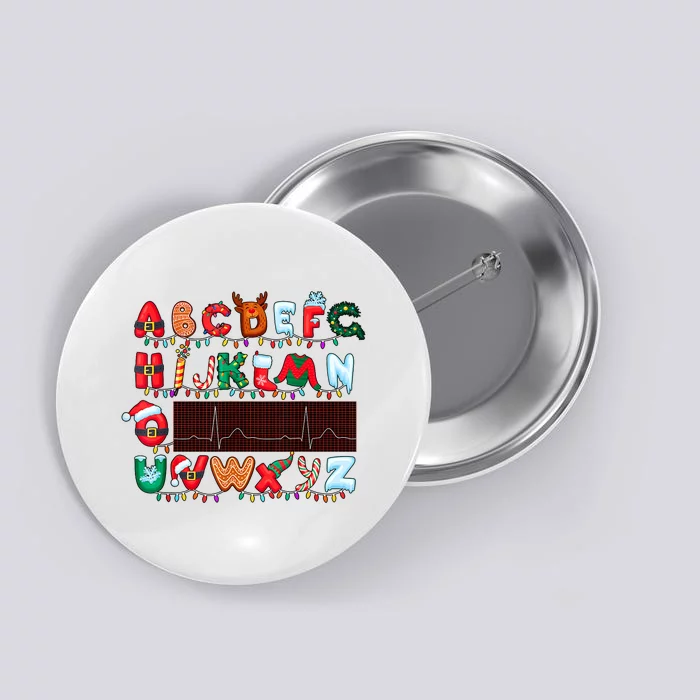 Christmas Cardiology Alphabet Holiday Hospital Crew Button