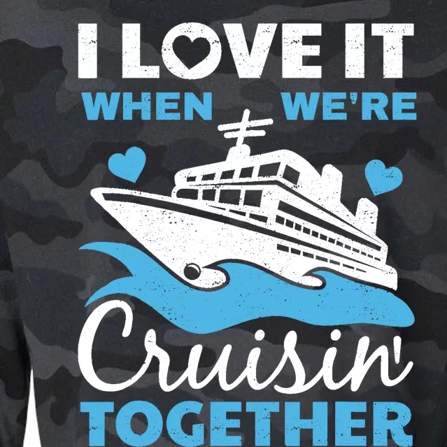 Cool Cruise Art Cruise Ship Couple Family Vacation Cropped Pullover Crew