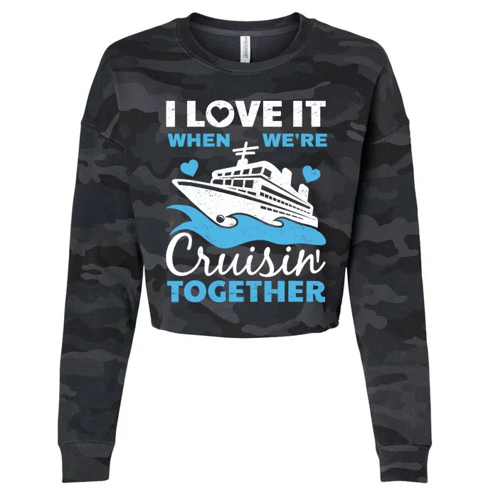 Cool Cruise Art Cruise Ship Couple Family Vacation Cropped Pullover Crew