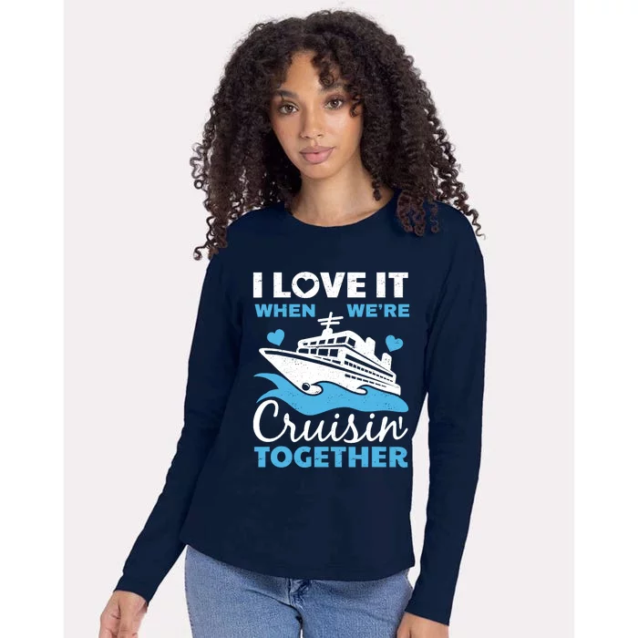 Cool Cruise Art Cruise Ship Couple Family Vacation Womens Cotton Relaxed Long Sleeve T-Shirt