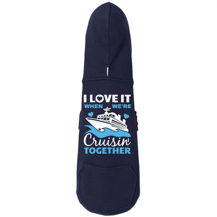 Cool Cruise Art Cruise Ship Couple Family Vacation Doggie 3-End Fleece Hoodie