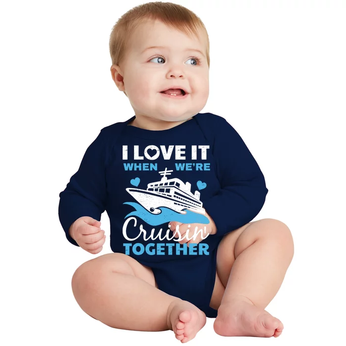 Cool Cruise Art Cruise Ship Couple Family Vacation Baby Long Sleeve Bodysuit