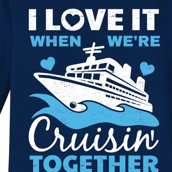 Cool Cruise Art Cruise Ship Couple Family Vacation Baby Long Sleeve Bodysuit