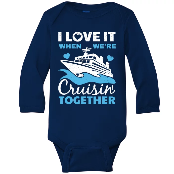 Cool Cruise Art Cruise Ship Couple Family Vacation Baby Long Sleeve Bodysuit