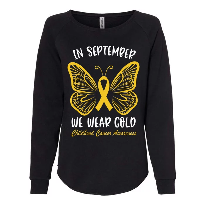 Childhood Cancer Awareness In September We Wear Gold Cute Womens California Wash Sweatshirt