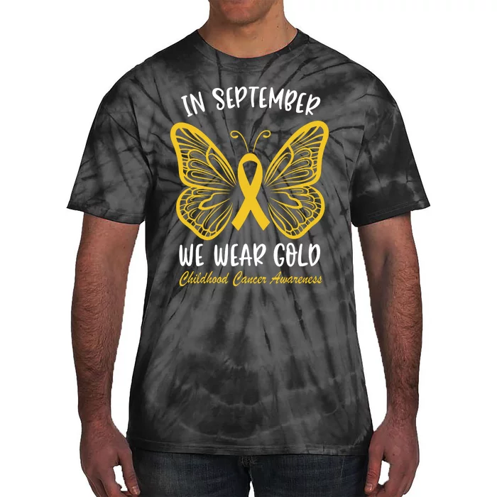 Childhood Cancer Awareness In September We Wear Gold Cute Tie-Dye T-Shirt