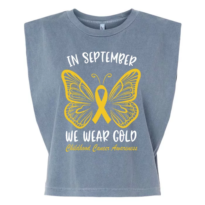 Childhood Cancer Awareness In September We Wear Gold Cute Garment-Dyed Women's Muscle Tee