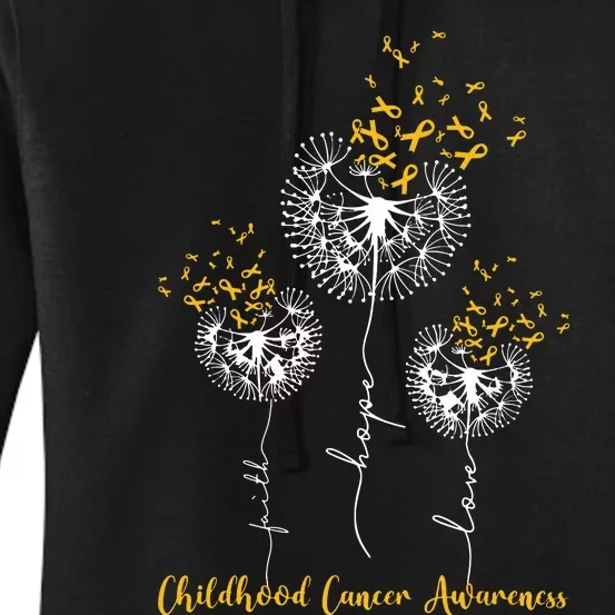 Childhood Cancer Awareness Faith Hope Love Dandelion Women's Pullover Hoodie