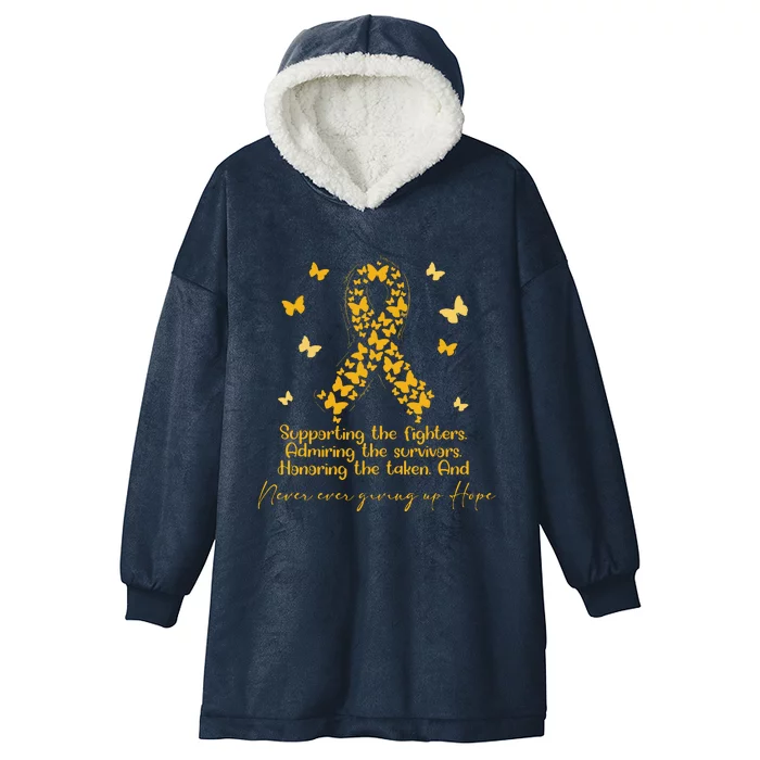 Childhood Cancer Awareness Gold Butterflies Ribbon Support Hooded Wearable Blanket