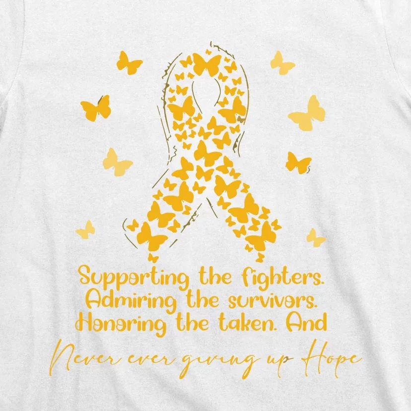 Childhood Cancer Awareness Gold Butterflies Ribbon Support T-Shirt