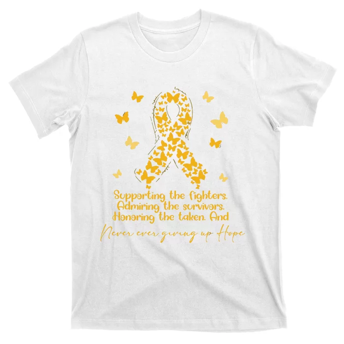 Childhood Cancer Awareness Gold Butterflies Ribbon Support T-Shirt