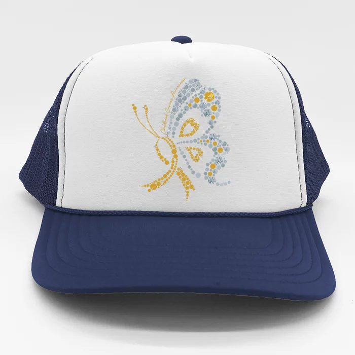 Childhood Cancer Awareness Gold Butterfly Warrior Supporter Trucker Hat