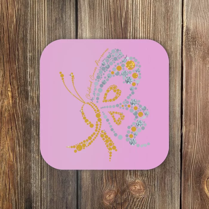 Childhood Cancer Awareness Gold Butterfly Warrior Supporter Coaster