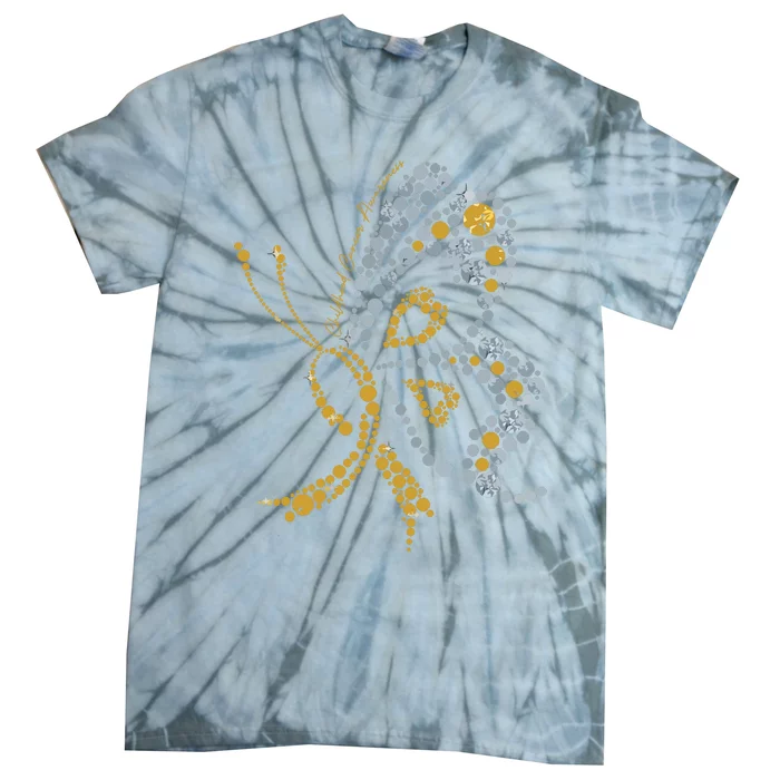 Childhood Cancer Awareness Gold Butterfly Warrior Supporter Tie-Dye T-Shirt