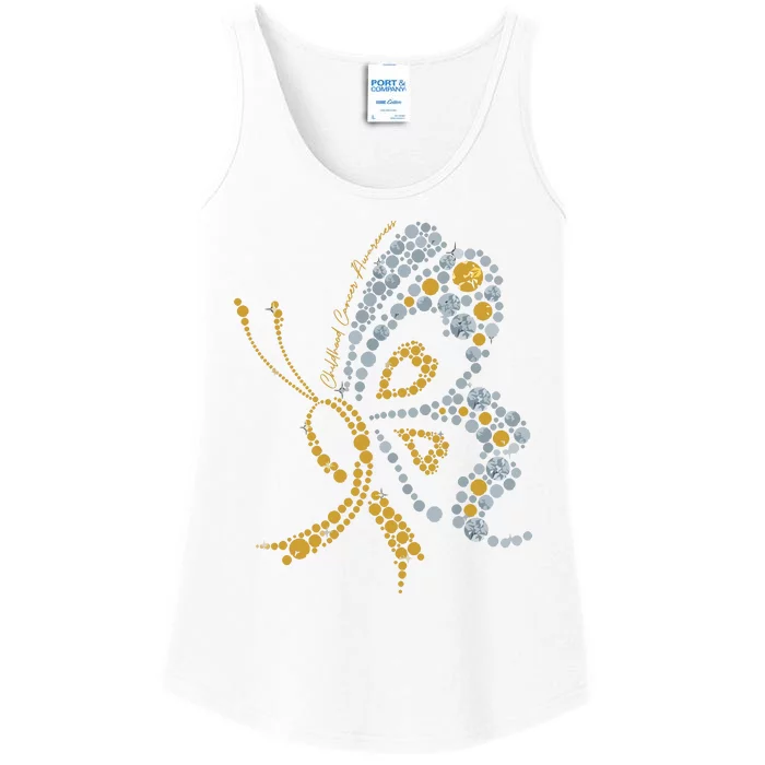 Childhood Cancer Awareness Gold Butterfly Warrior Supporter Ladies Essential Tank