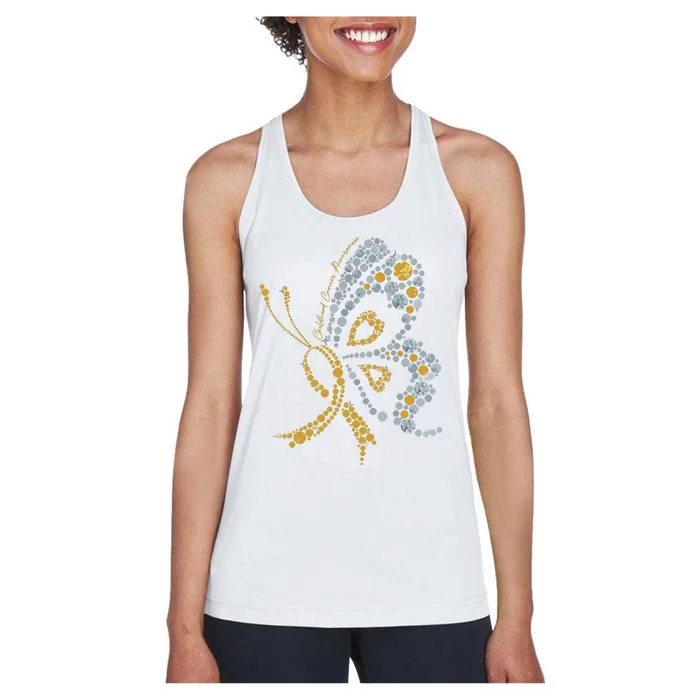 Childhood Cancer Awareness Gold Butterfly Warrior Supporter Women's Racerback Tank