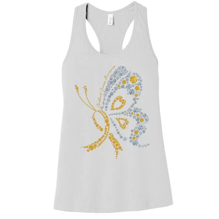 Childhood Cancer Awareness Gold Butterfly Warrior Supporter Women's Racerback Tank