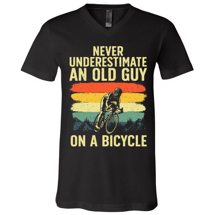 Cool Cycling Art For Grandpa Bicycle Riding V-Neck T-Shirt