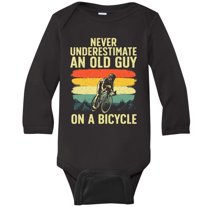 Cool Cycling Art For Grandpa Bicycle Riding Baby Long Sleeve Bodysuit