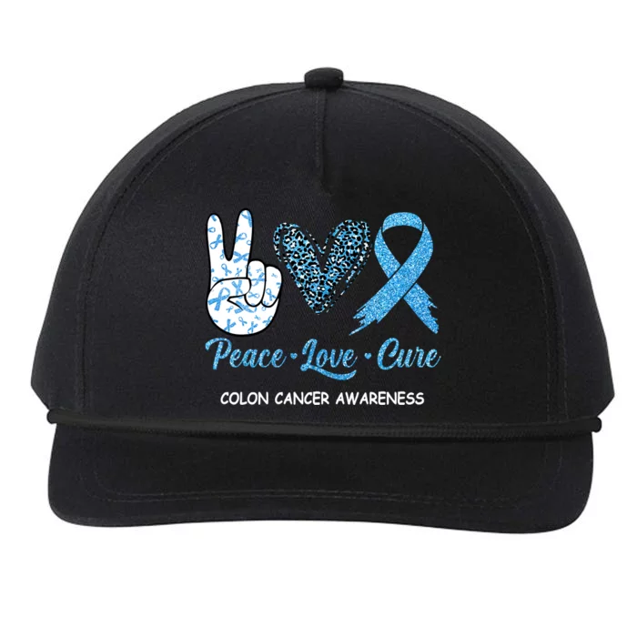 Colon Cancer Awareness Peace Love Cure Leopard Snapback Five-Panel Rope Hat