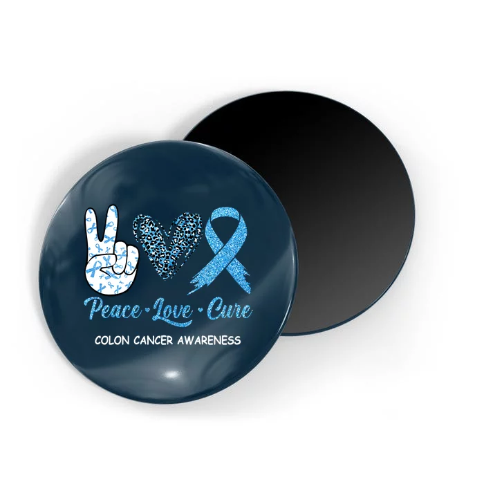 Colon Cancer Awareness Peace Love Cure Leopard Magnet