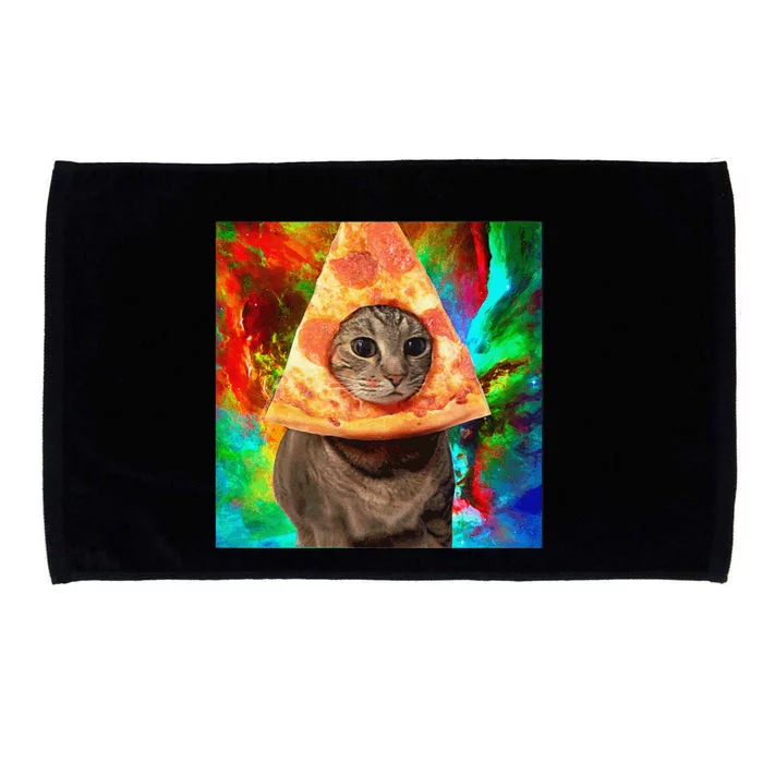 Colorful Cute Artsy Cat Kitten Pizza Funny Microfiber Hand Towel