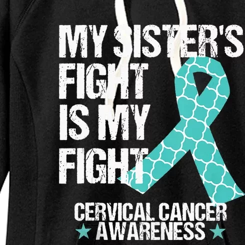 Cervical Cancer Awareness Teal Ribbon My Sisters Fight Gift Women's Fleece Hoodie