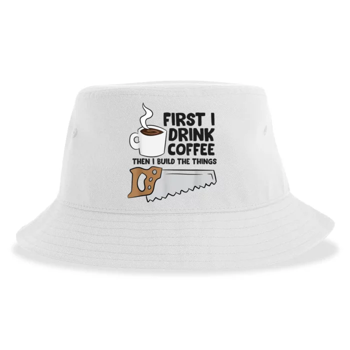 Carpenter Coffee And Woodworking Drinking Coffee Woodworker Sustainable Bucket Hat