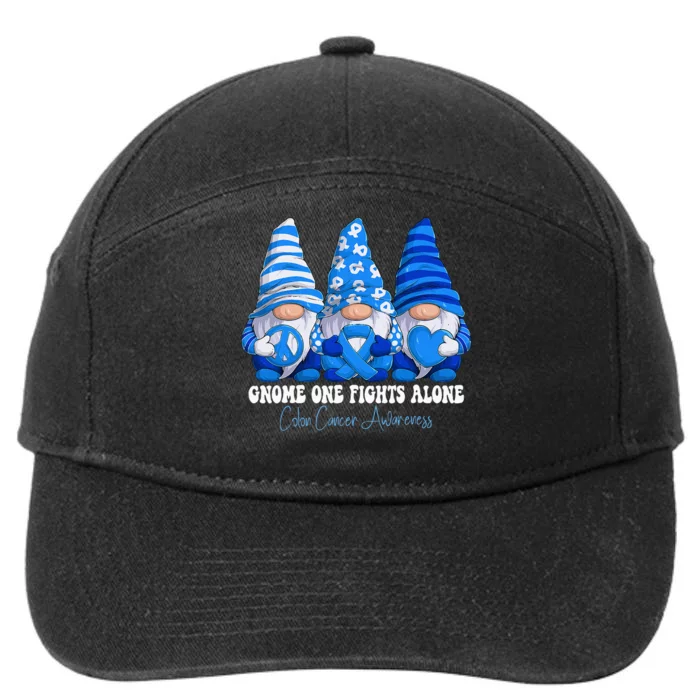 Colon Cancer Awareness Month Blue Ribbon Gnomies Support 7-Panel Snapback Hat