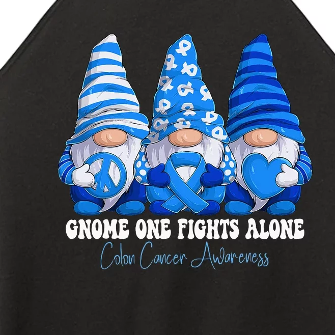 Colon Cancer Awareness Month Blue Ribbon Gnomies Support Women’s Perfect Tri Rocker Tank