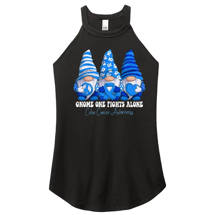 Colon Cancer Awareness Month Blue Ribbon Gnomies Support Women’s Perfect Tri Rocker Tank