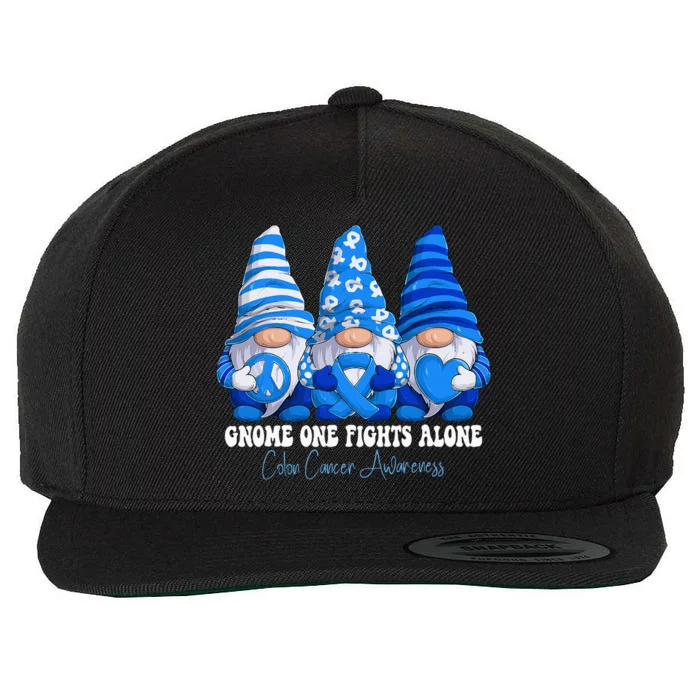 Colon Cancer Awareness Month Blue Ribbon Gnomies Support Wool Snapback Cap