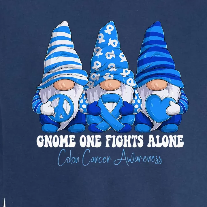 Colon Cancer Awareness Month Blue Ribbon Gnomies Support Garment-Dyed Sweatshirt