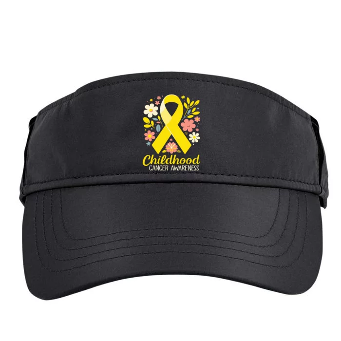 Childhood Cancer Awareness Gold Ribbon Floral Women Adult Drive Performance Visor