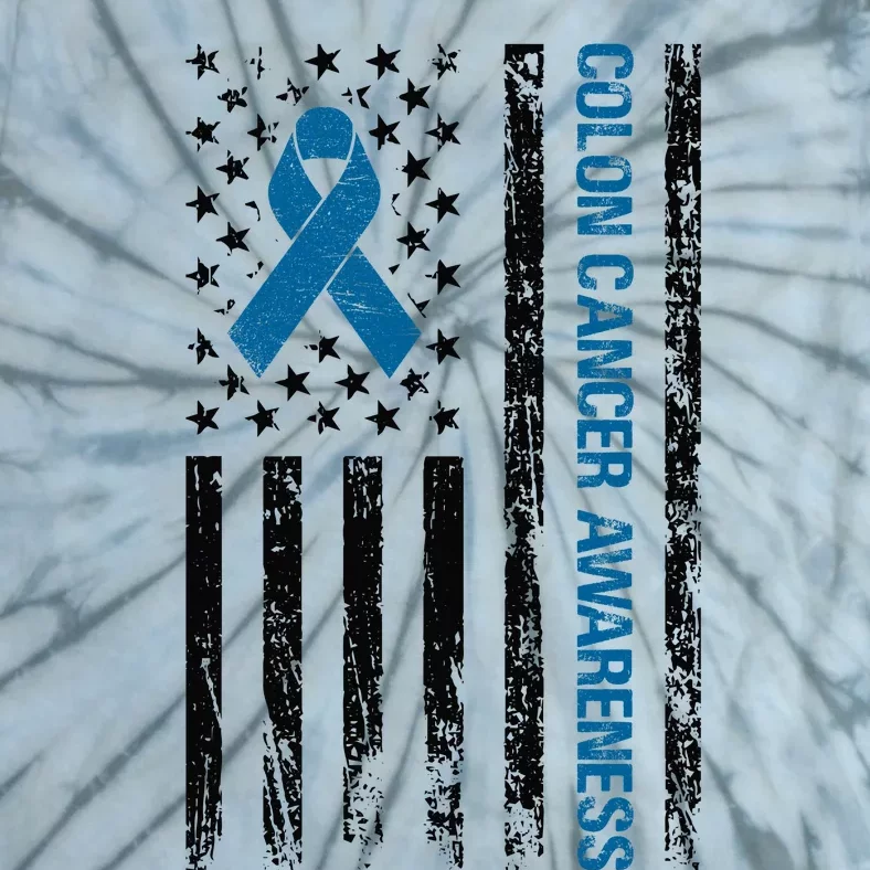 Colon Cancer Awareness Month Distressed Flag Tie-Dye T-Shirt