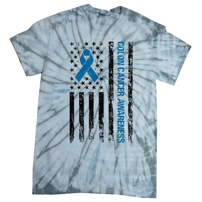 Colon Cancer Awareness Month Distressed Flag Tie-Dye T-Shirt