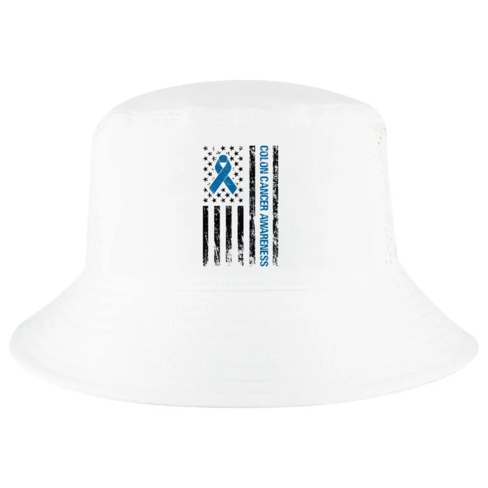 Colon Cancer Awareness Month Distressed Flag Cool Comfort Performance Bucket Hat