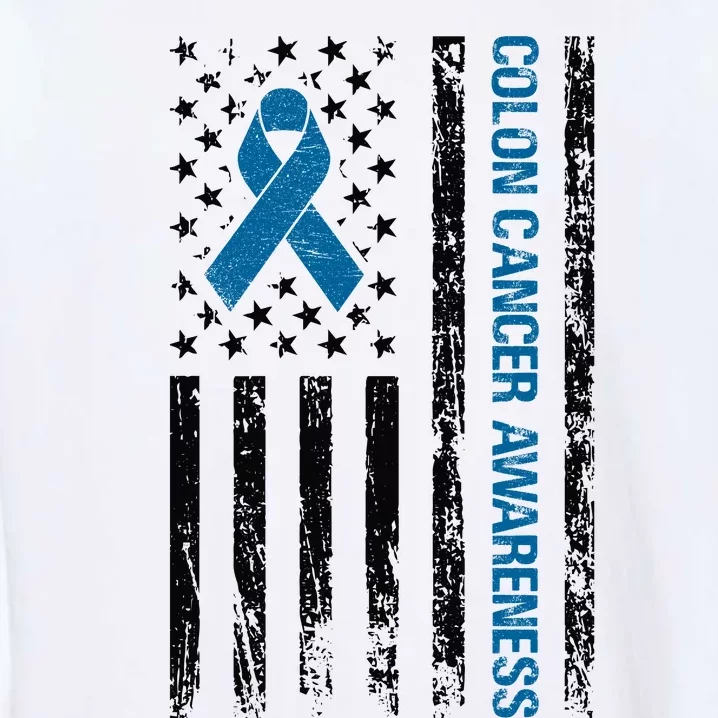 Colon Cancer Awareness Month Distressed Flag Garment-Dyed Sweatshirt