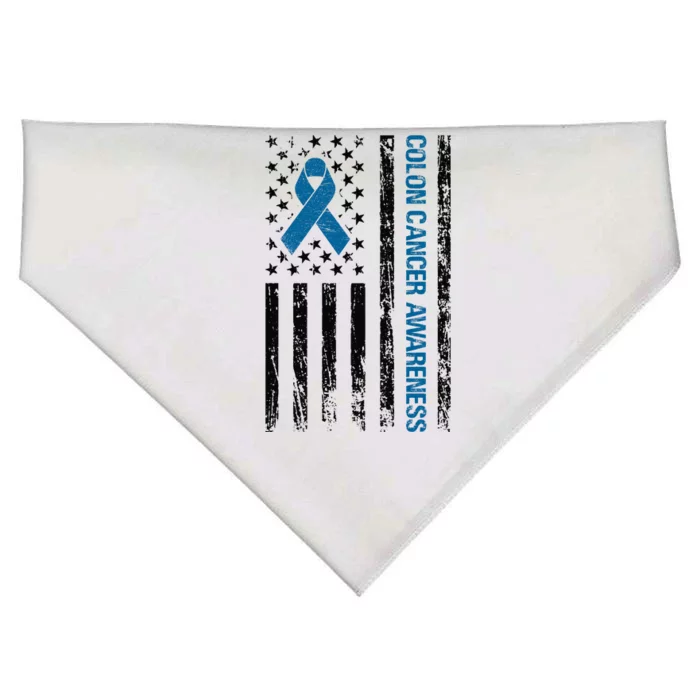 Colon Cancer Awareness Month Distressed Flag USA-Made Doggie Bandana