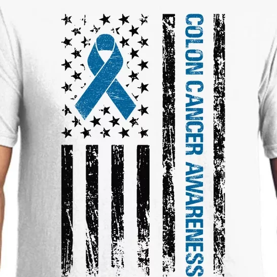 Colon Cancer Awareness Month Distressed Flag Pajama Set