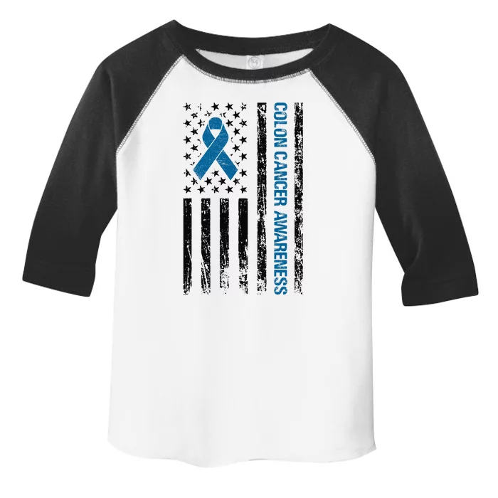 Colon Cancer Awareness Month Distressed Flag Toddler Fine Jersey T-Shirt